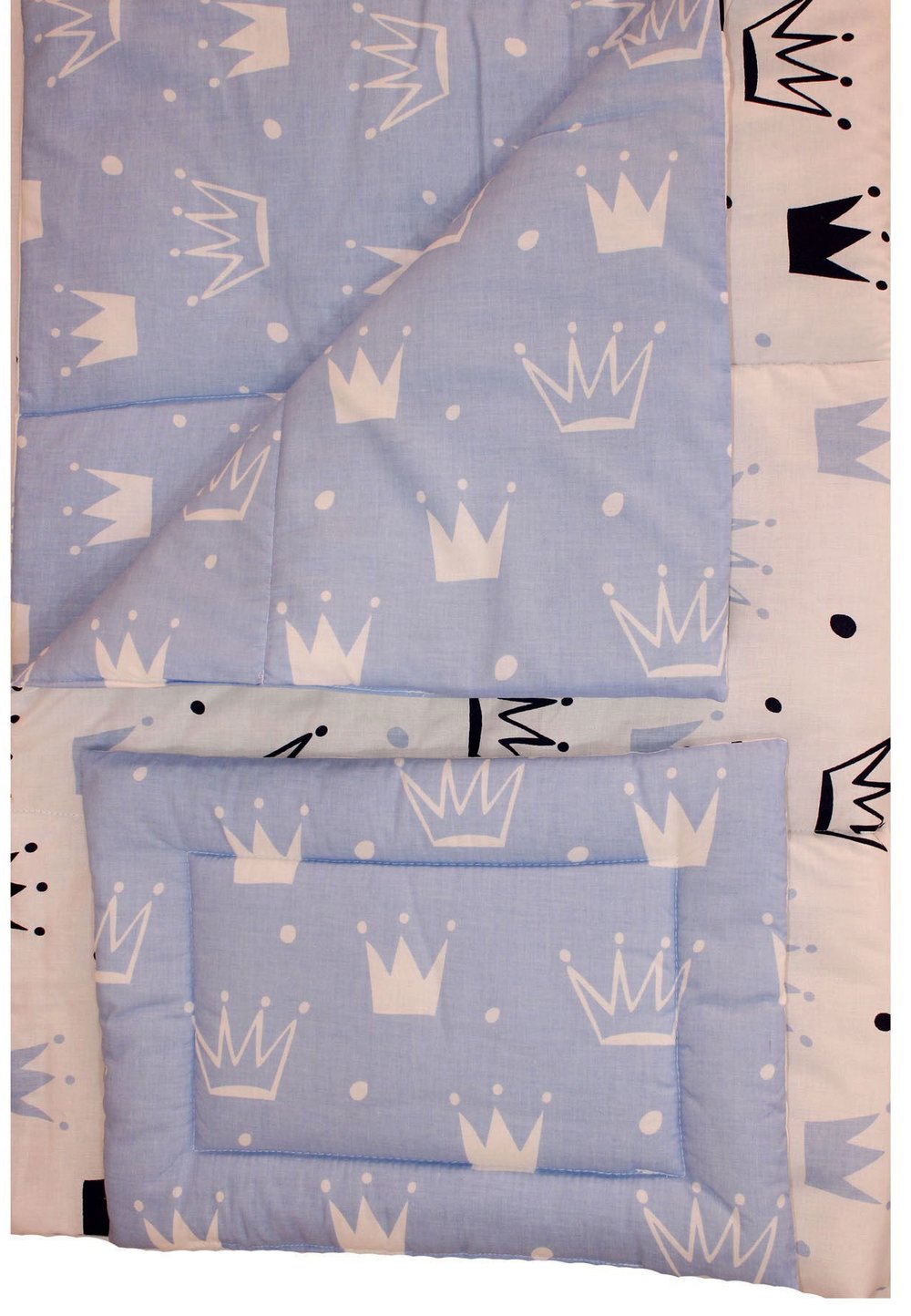 Lenjerie 2 piese, 2 fete, coronite Prince albastru, 120 x 60 cm
