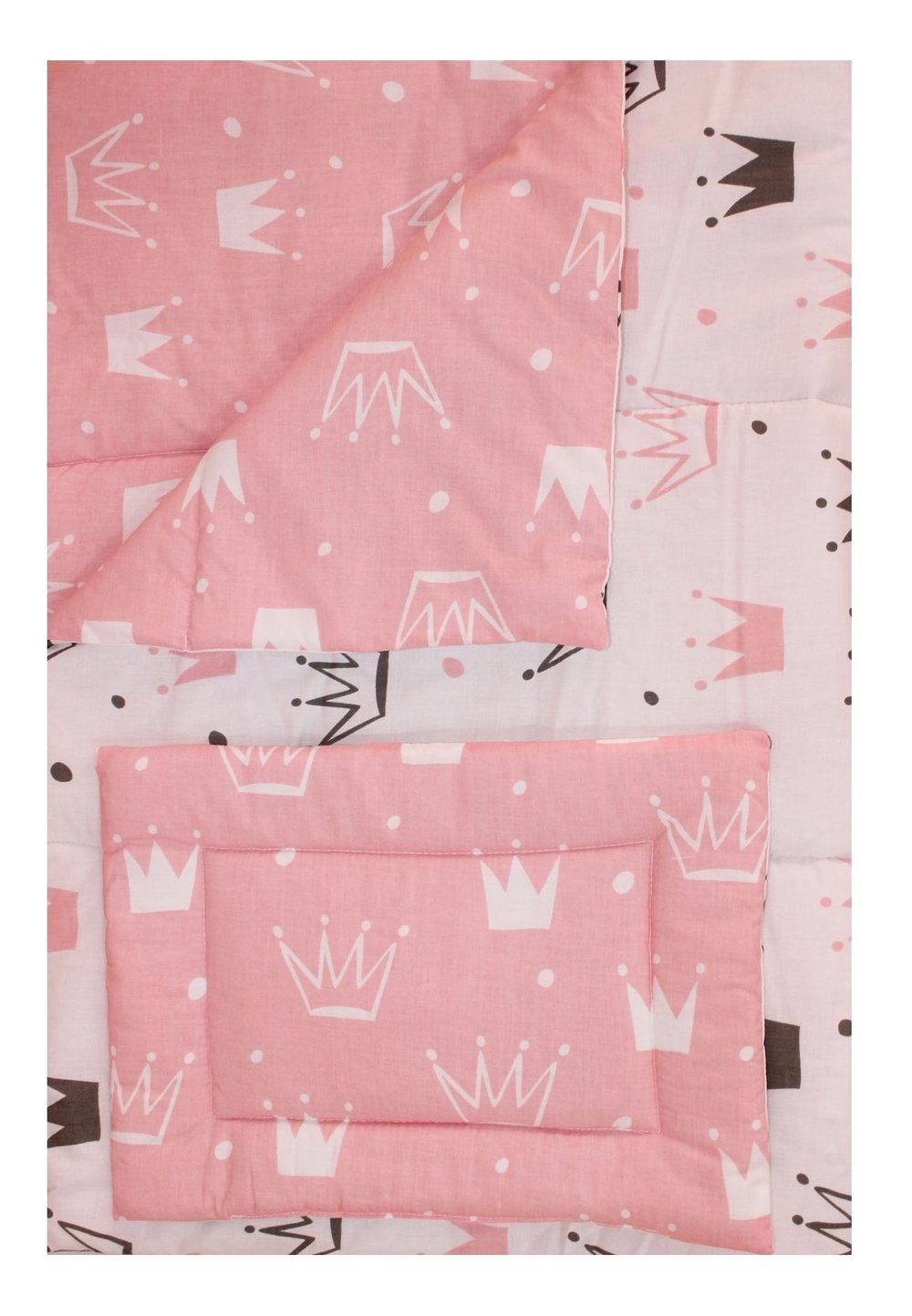 Lenjerie 2 piese, 2 fete, coronite Princess roz, 120 x 60 cm imagine