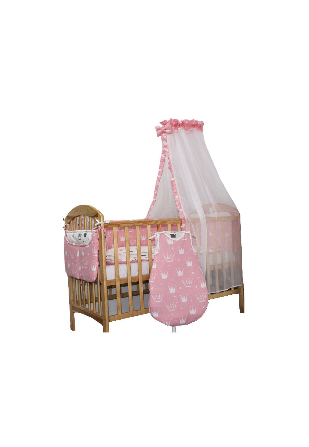 Lenjerie cu baldachin, 8 piese, Princess roz, 120 x 60 cm