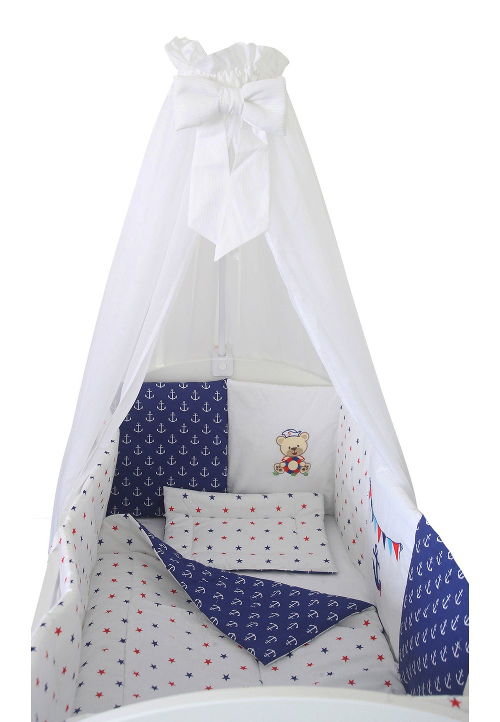 Lenjerie cu baldachin, Desen nautic, 120 x 60 cm