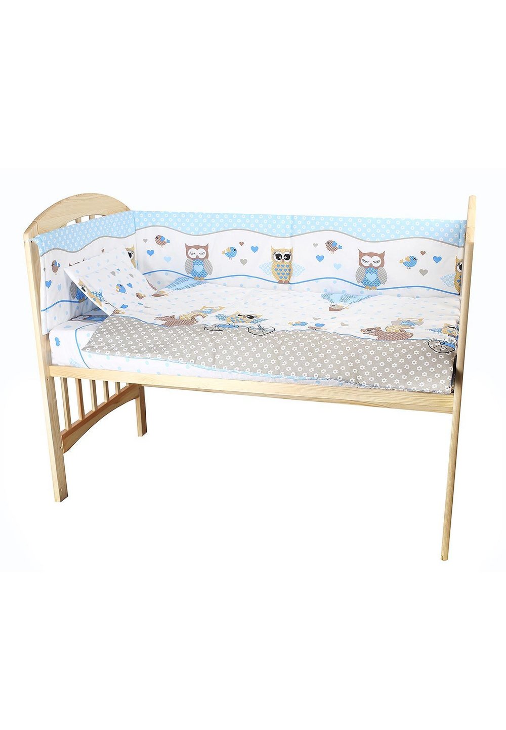Lenjerie patut, 3 piese, Bufinite albastre, 120 x 60 cm