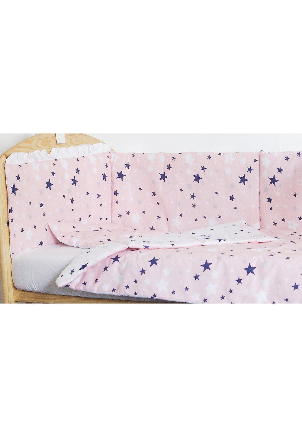 Lenjerie patut, 4 piese, 2 fete, stelutele roz, 120 x 60 cm