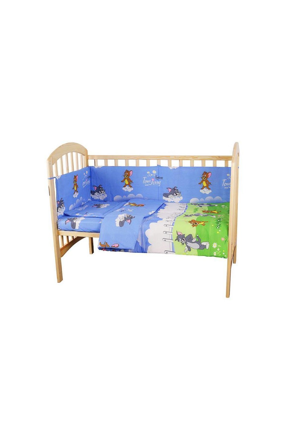 Lenjerie patut bumbacTom si Jery,albastru,5 piese