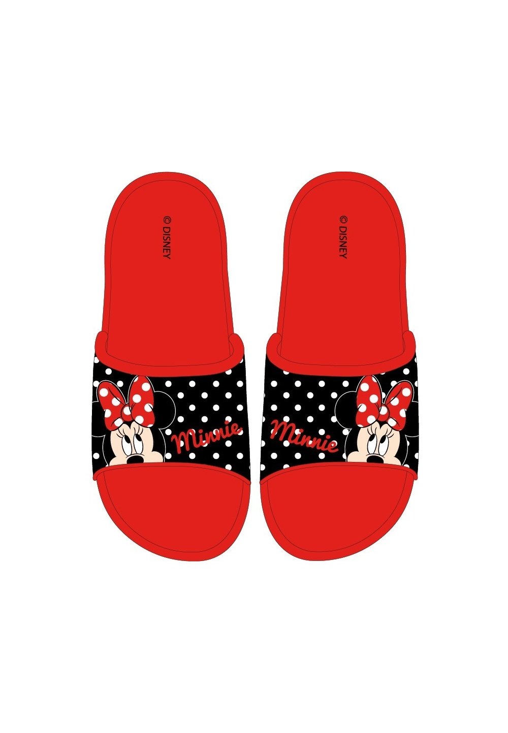 Papuci, Minnie Mouse, rosii cu buline