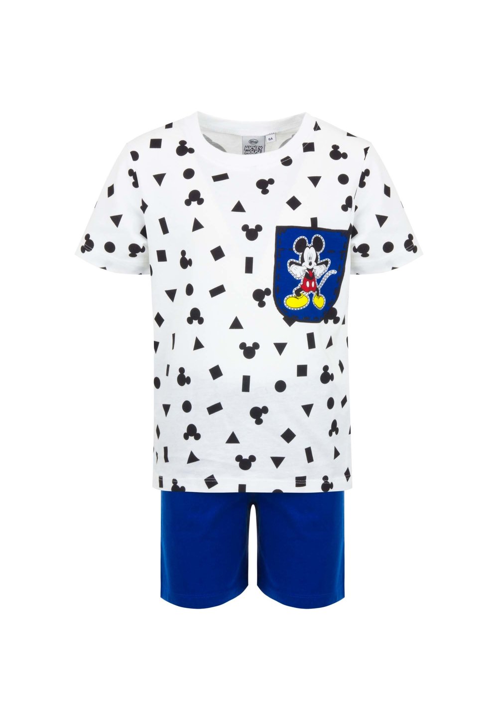 Pijama, maneca scurta, Mickey, alb cu albastru imagine