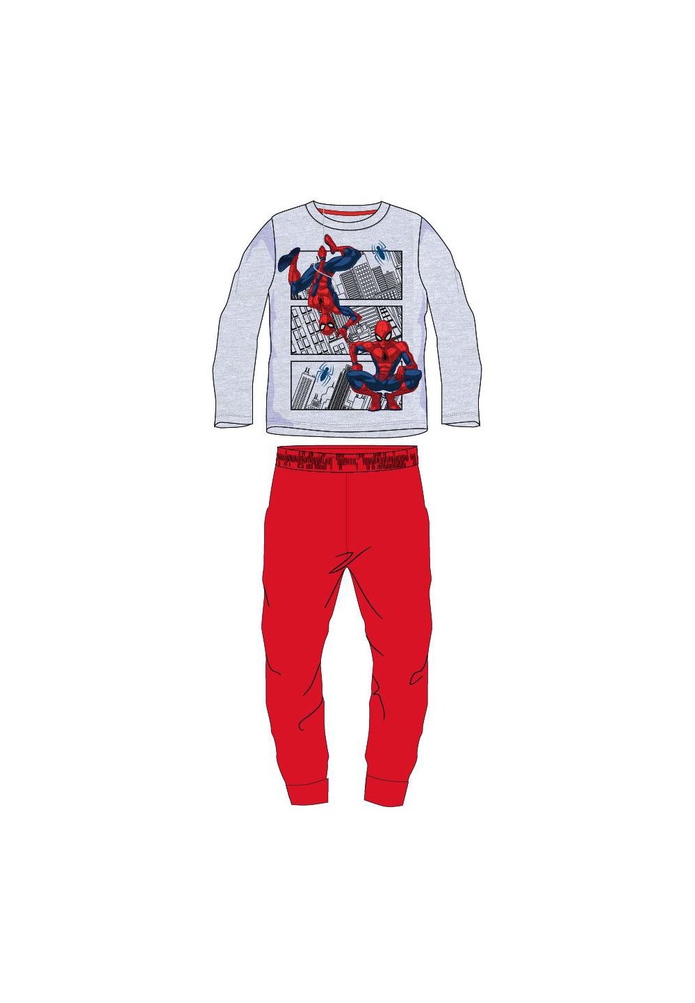 Pijama Spider, gri cu rosu