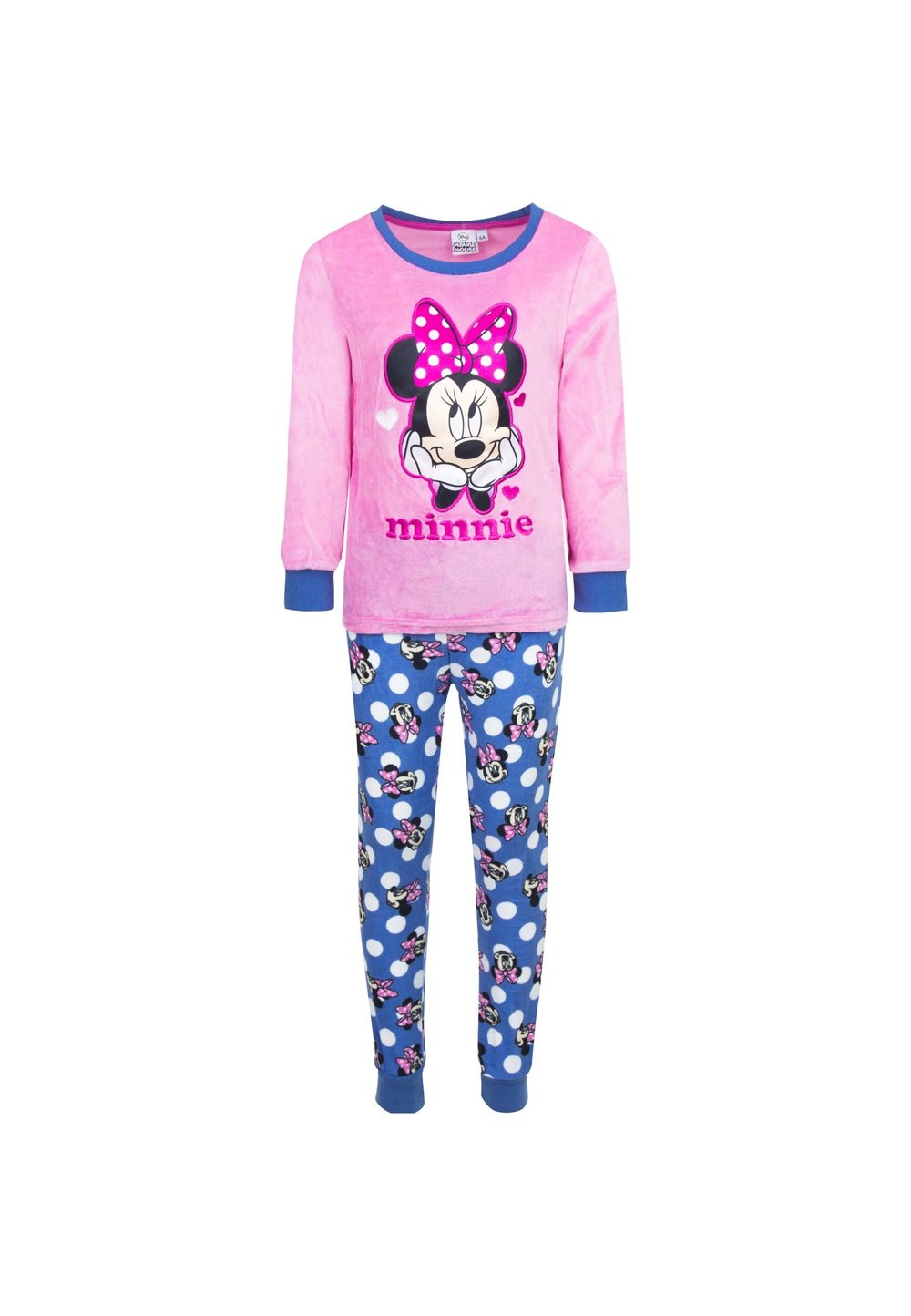 Pijama velur roz, Minnie cu fundita roz imagine