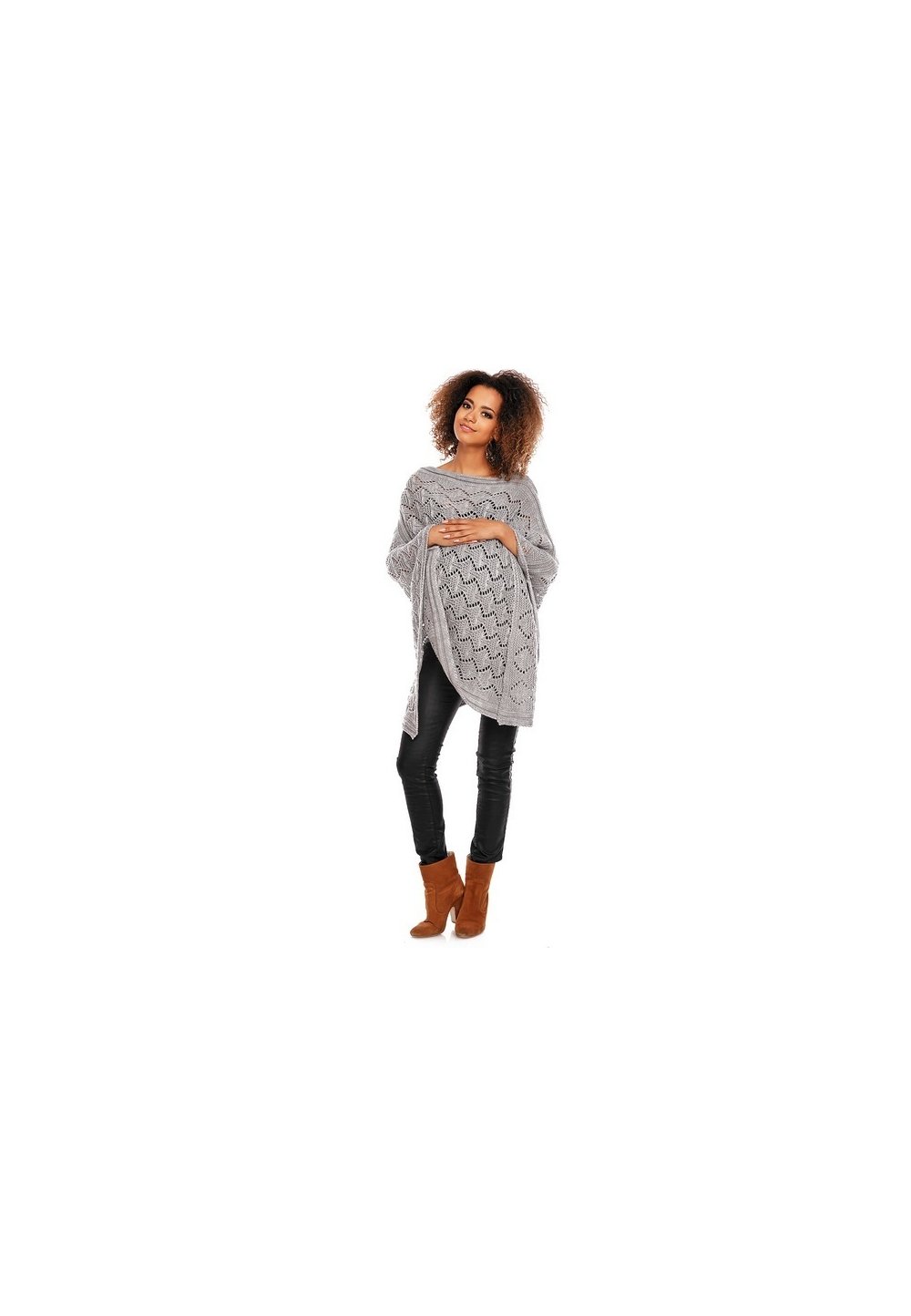 Poncho gri, tricotat