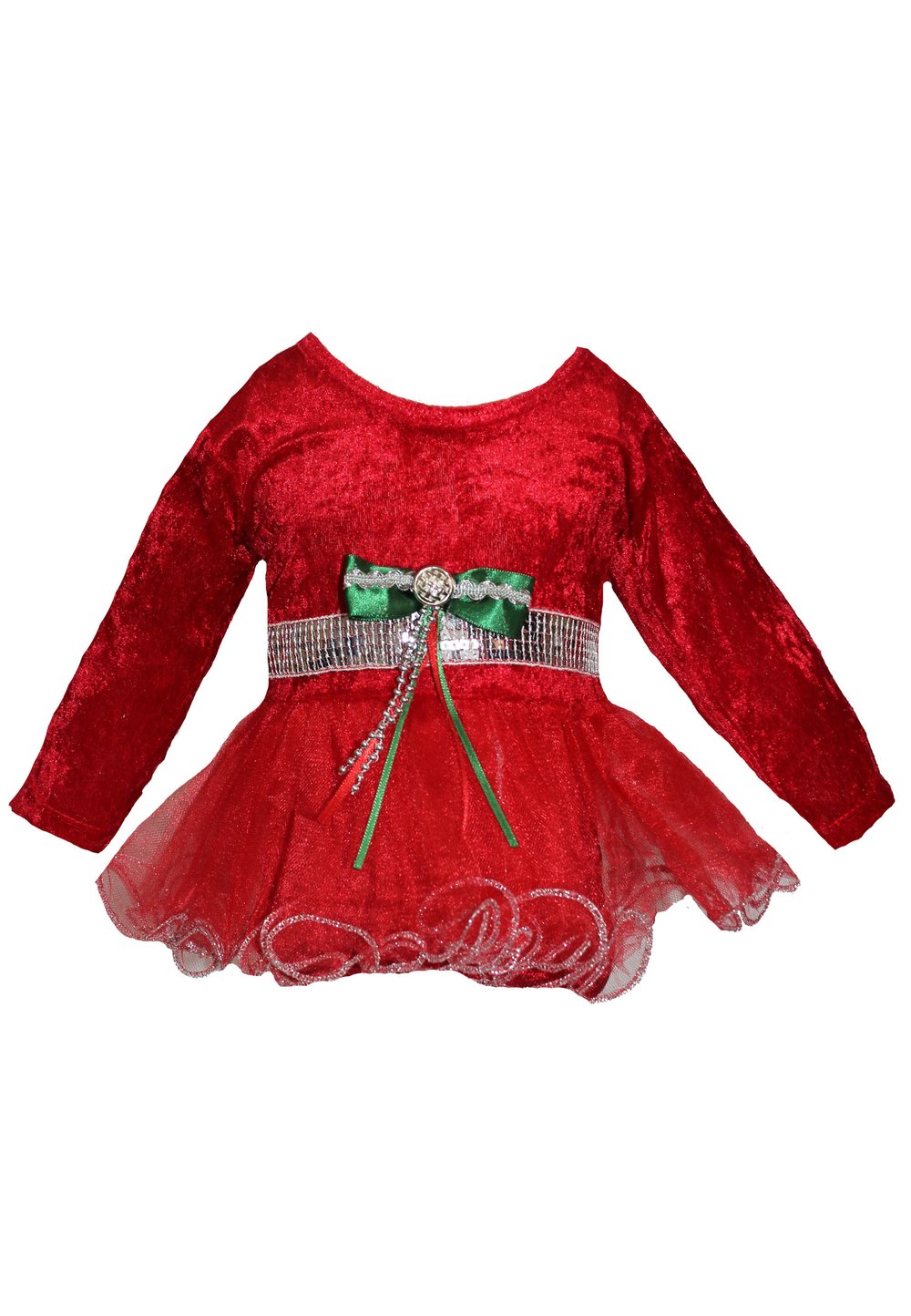 Rochie bebe, catifea, rosie cu argintiu