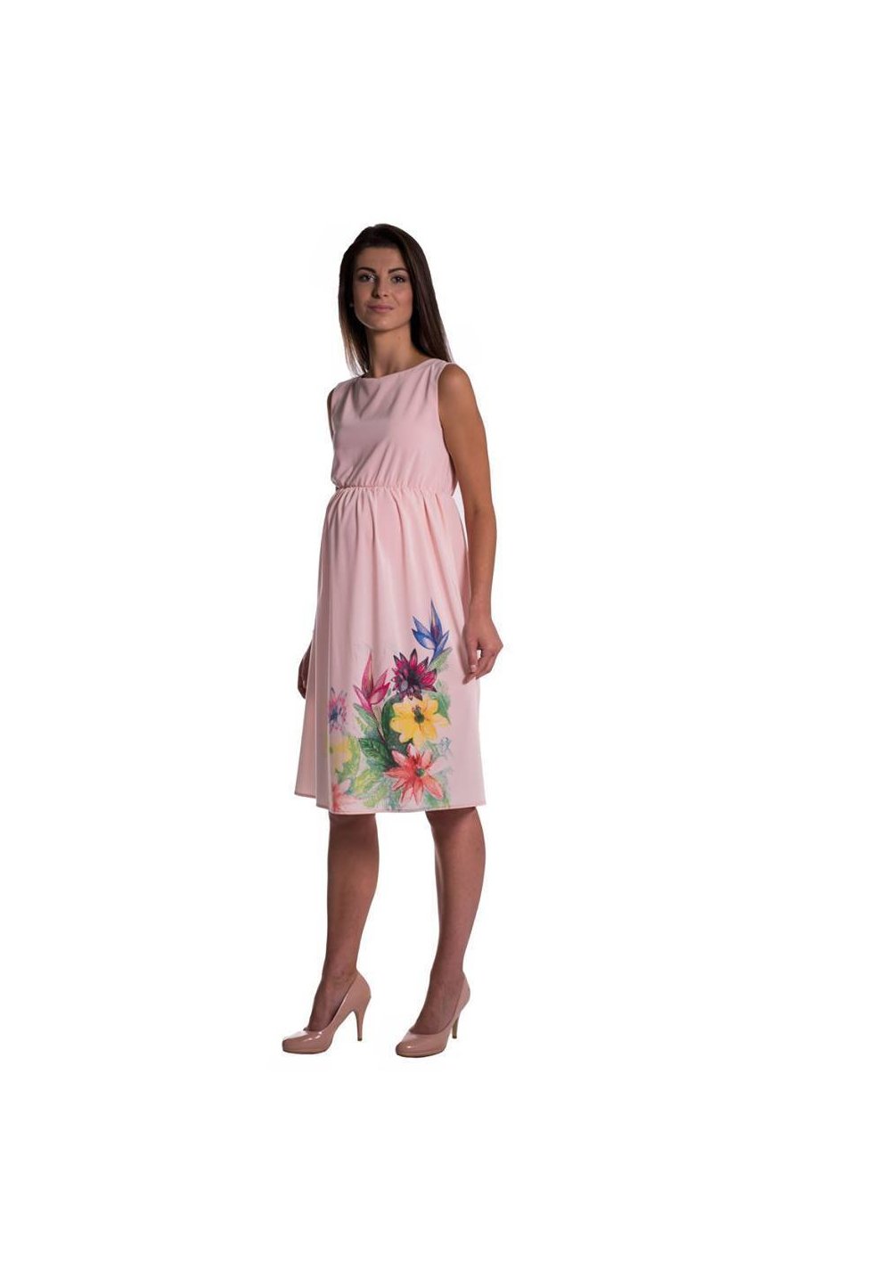 Rochie gravide, roz cu imprimeu floral