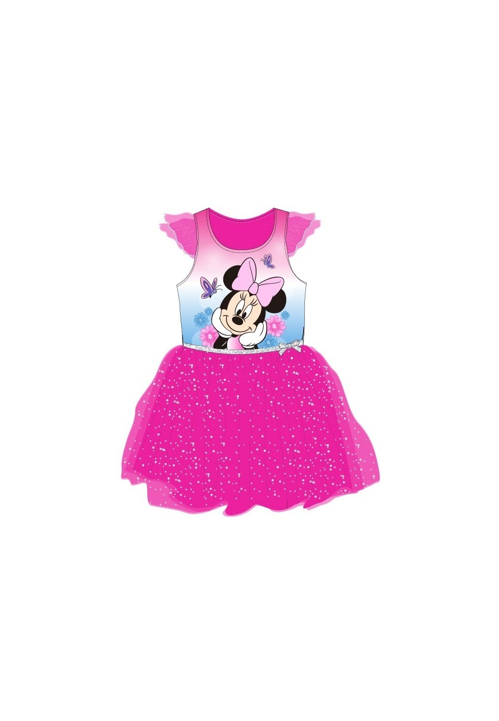 Rochie roz, tutu, Minnie cu fluturasi