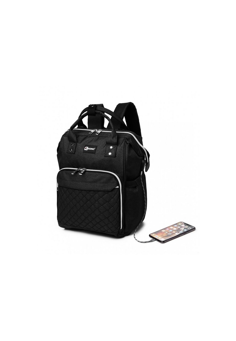 Rucsac pentru mamici, Work, cu mufa USB, negru