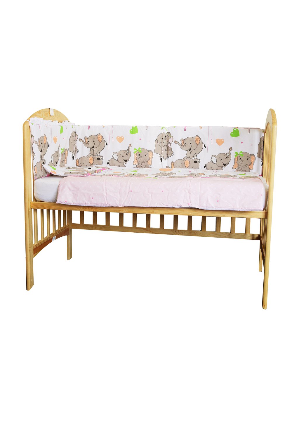 Set aparatoare patut, Elefant roz sir, 120 x 60 cm