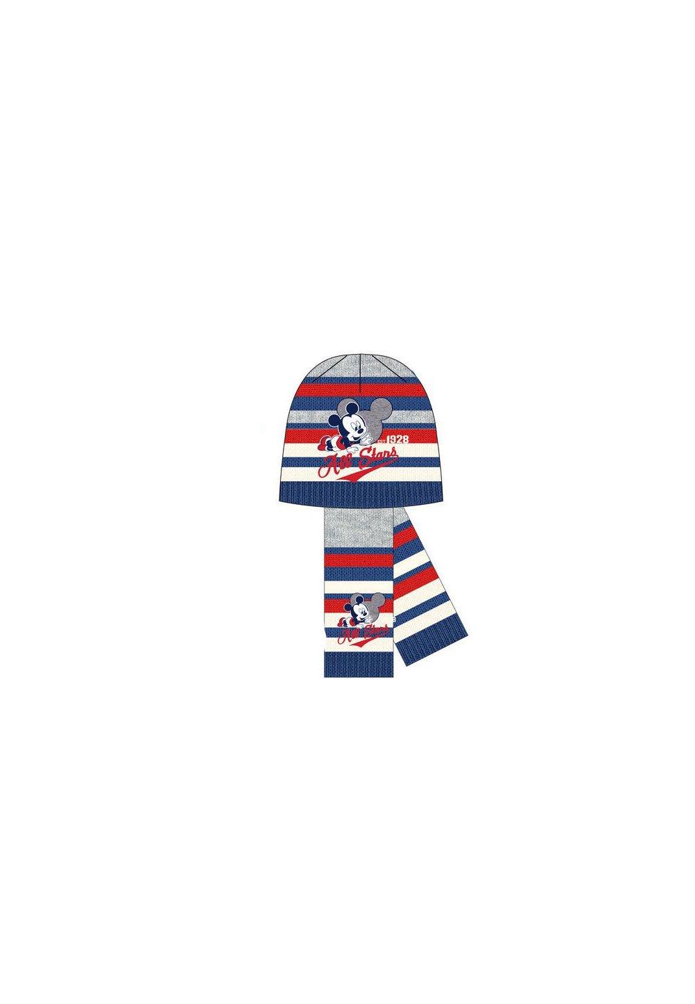 Set caciula+fular, Mickey Mouse, gri