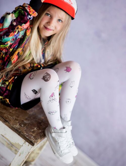 Ciorapi fete cu model pisicute knittex crazy cat 40 den