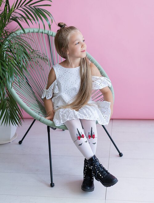 Ciorapi fete cu model unicorn si fundita knittex unicorn 40 den