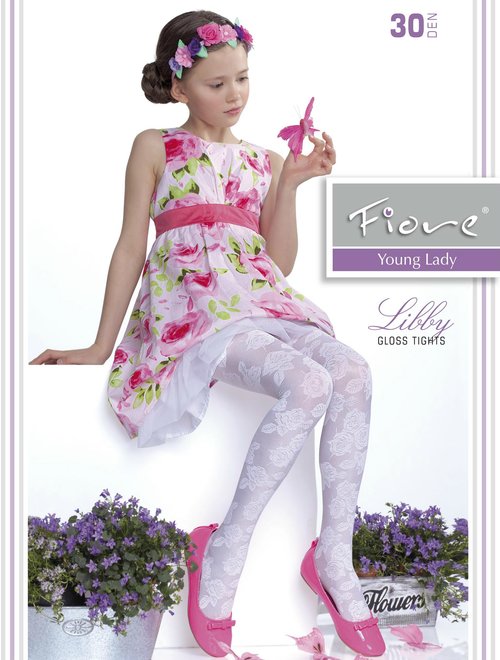 Ciorapi satinati cu model fiore libby 30 den