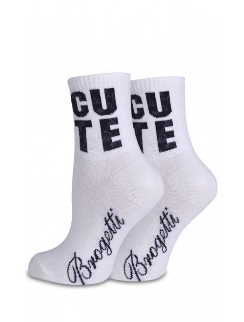 Sosete ecru cu text imprimat brogetti brg642-8