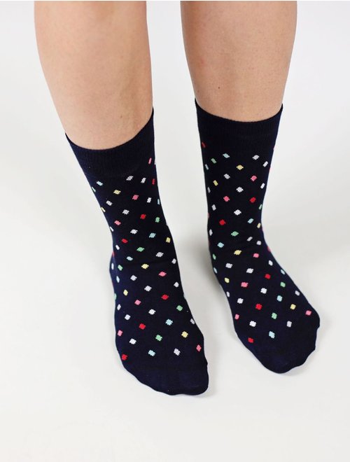 Sosete cu buline colorate The Happy Toe Small Dots Dark Navy