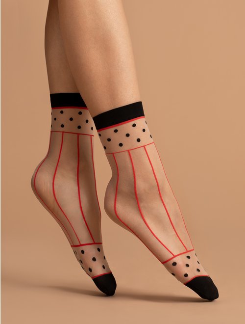 Sosete lycra cu dungi si picatele fiore spicy 15 den