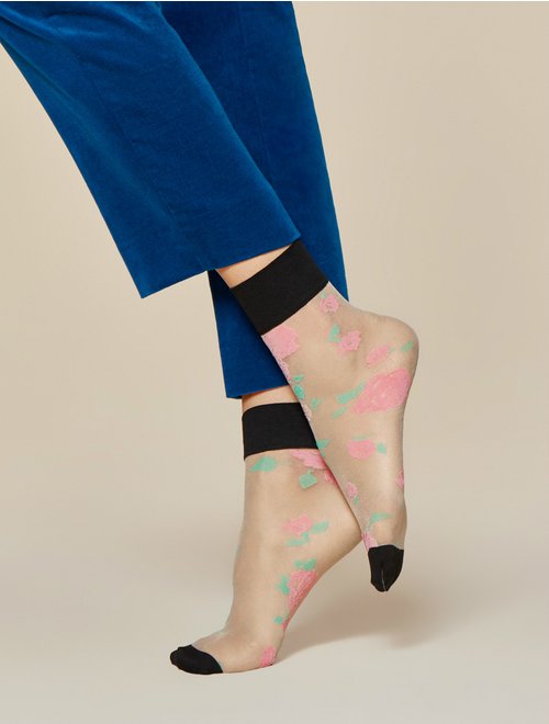 Sosete scurte cu model fiore blossom 15 den
