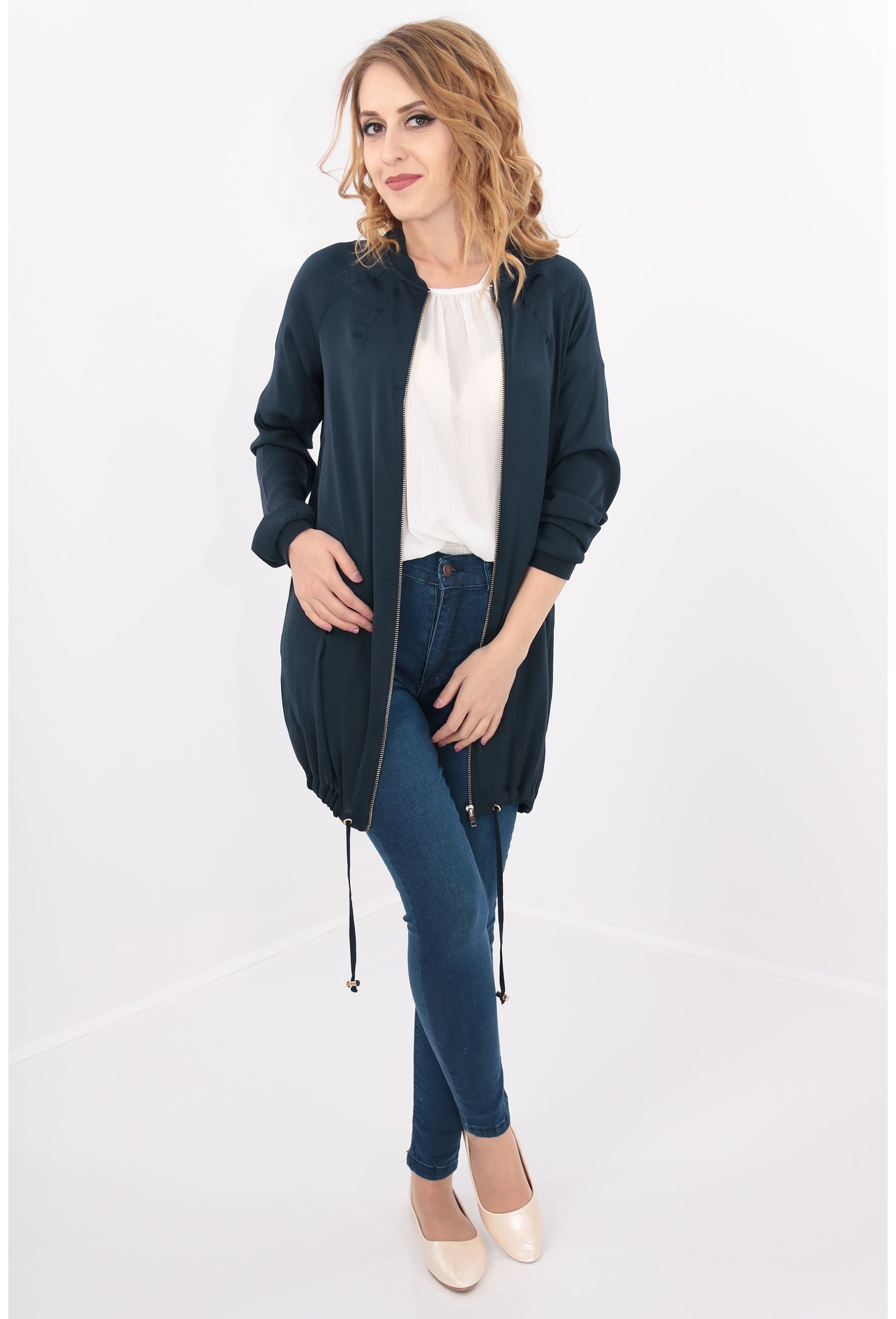 Blazer bleumarin cu fermoar