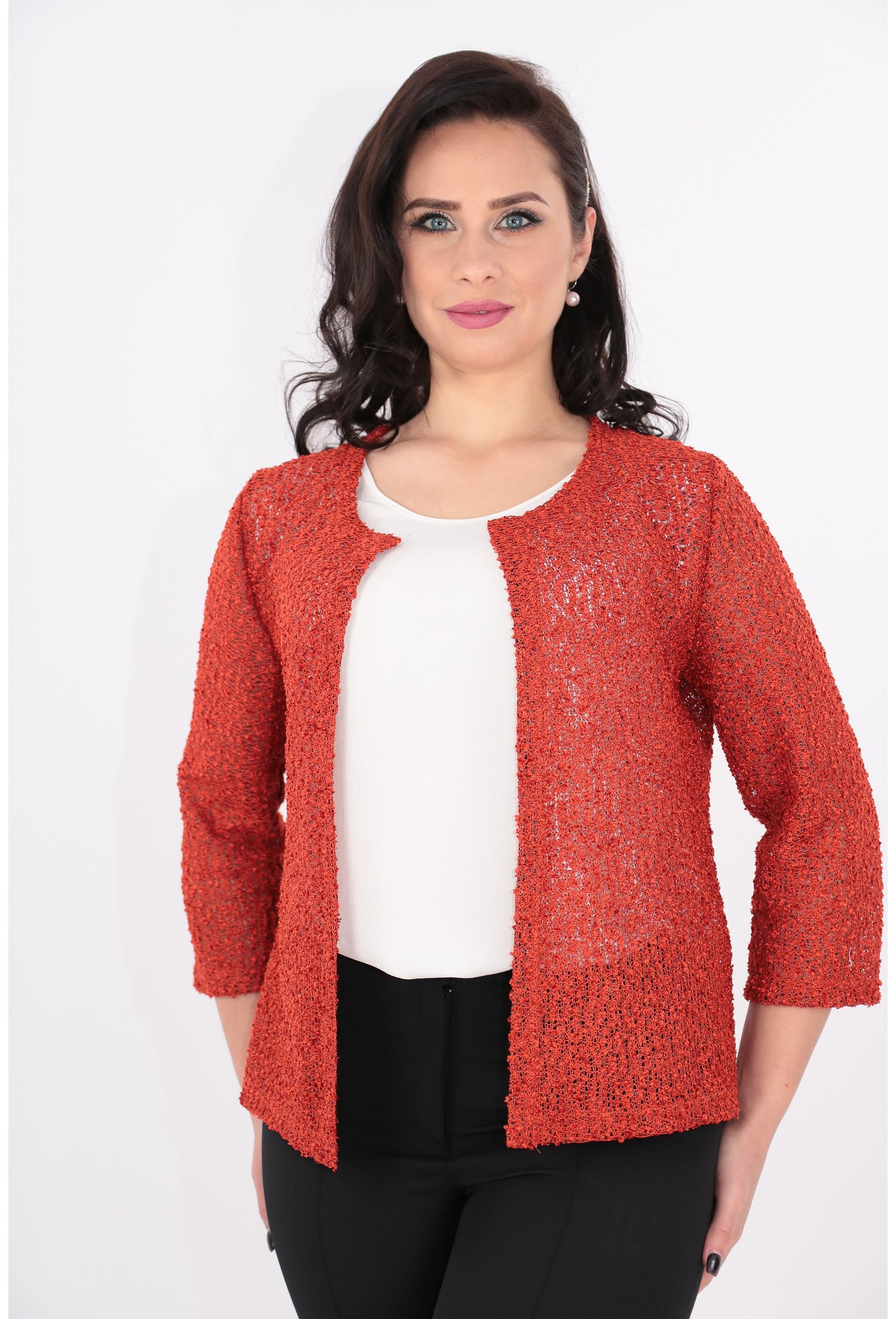 Blazer caramiziu tricotat