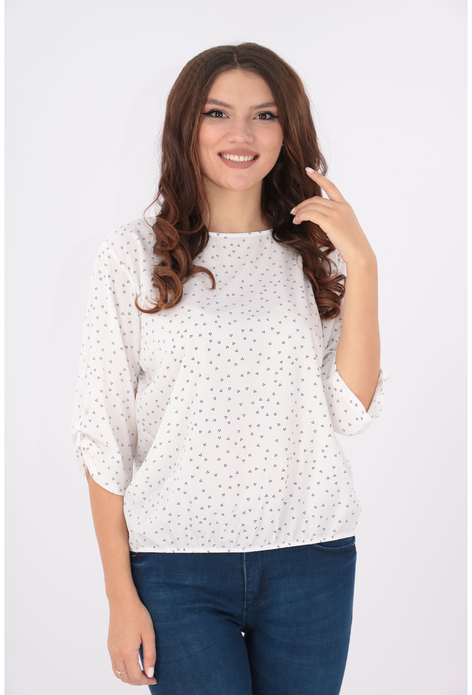 Bluza alba cu print discret