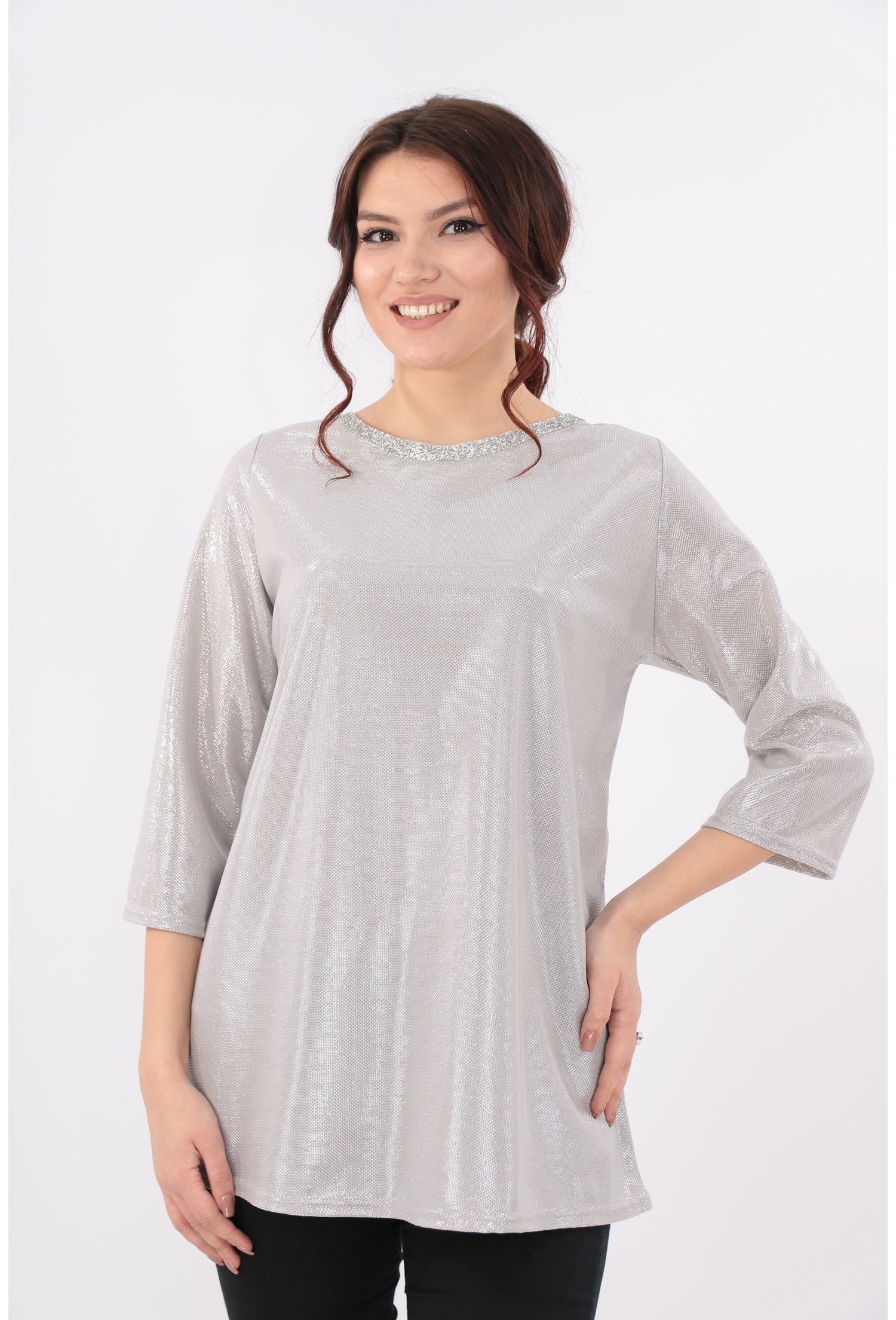 Bluza argintie cu strasuri argintii
