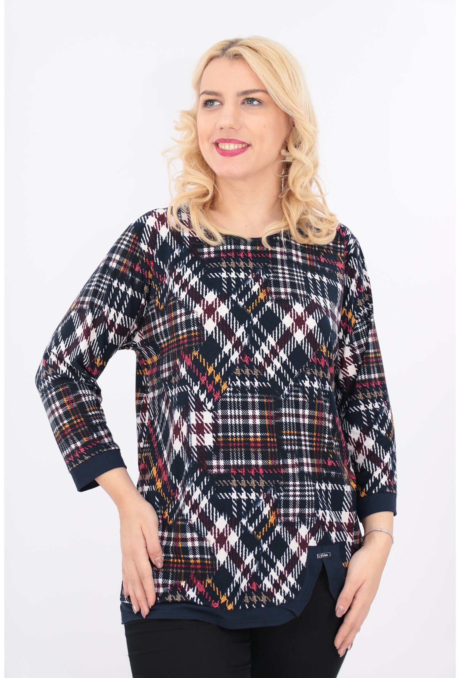 Bluza bleumarin in carouri