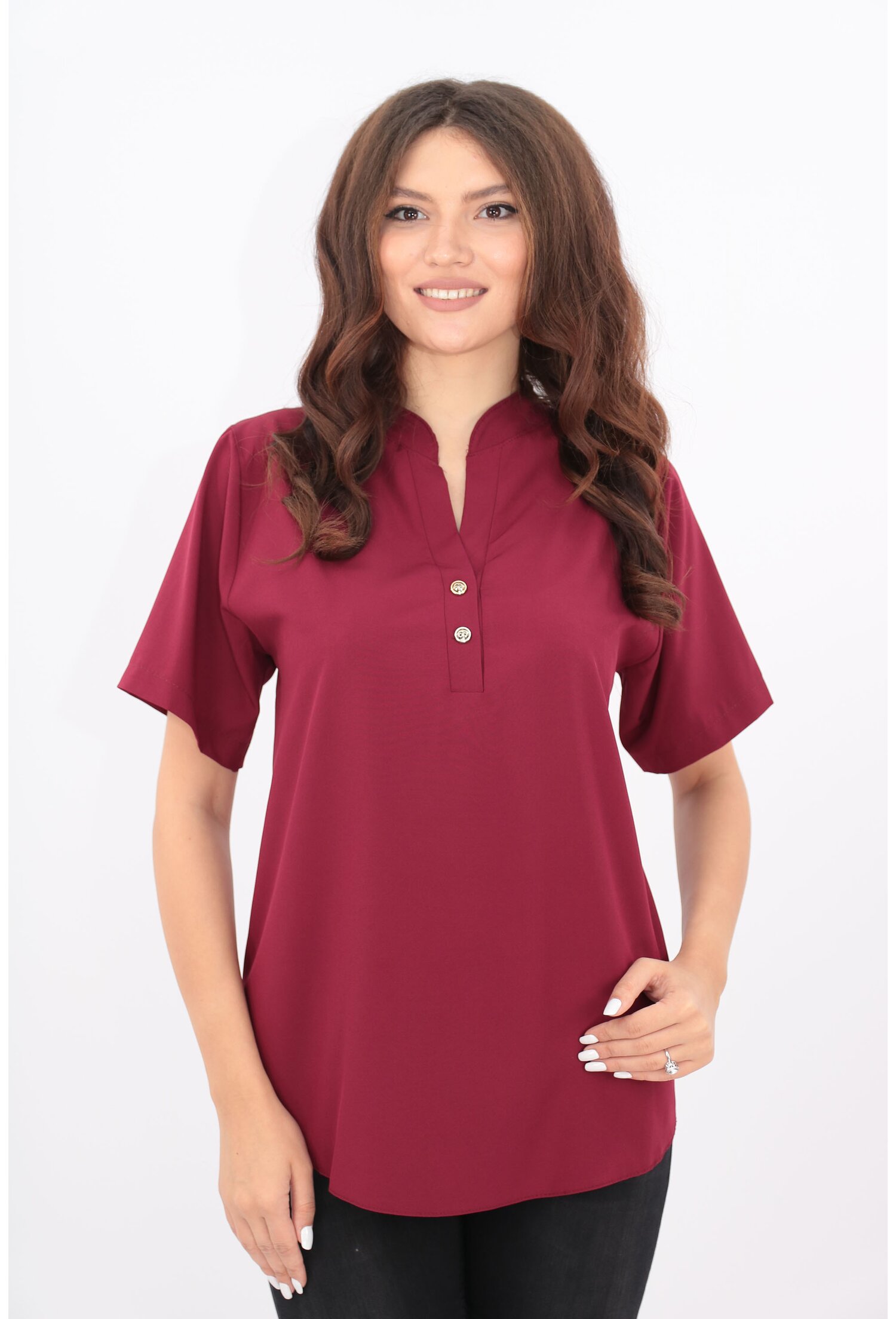 Bluza bordo cu guler tunica