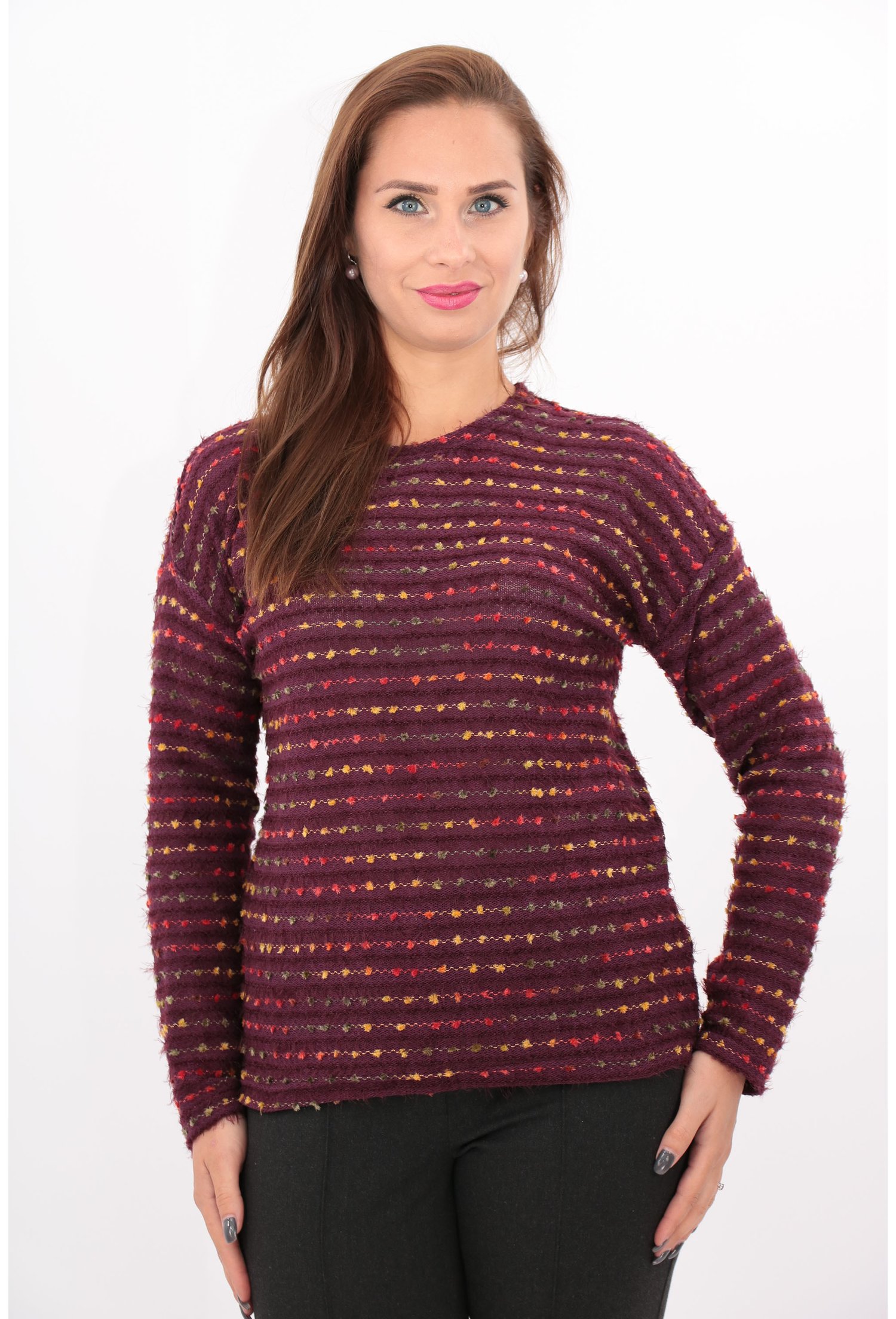 Bluza bordo tricotata