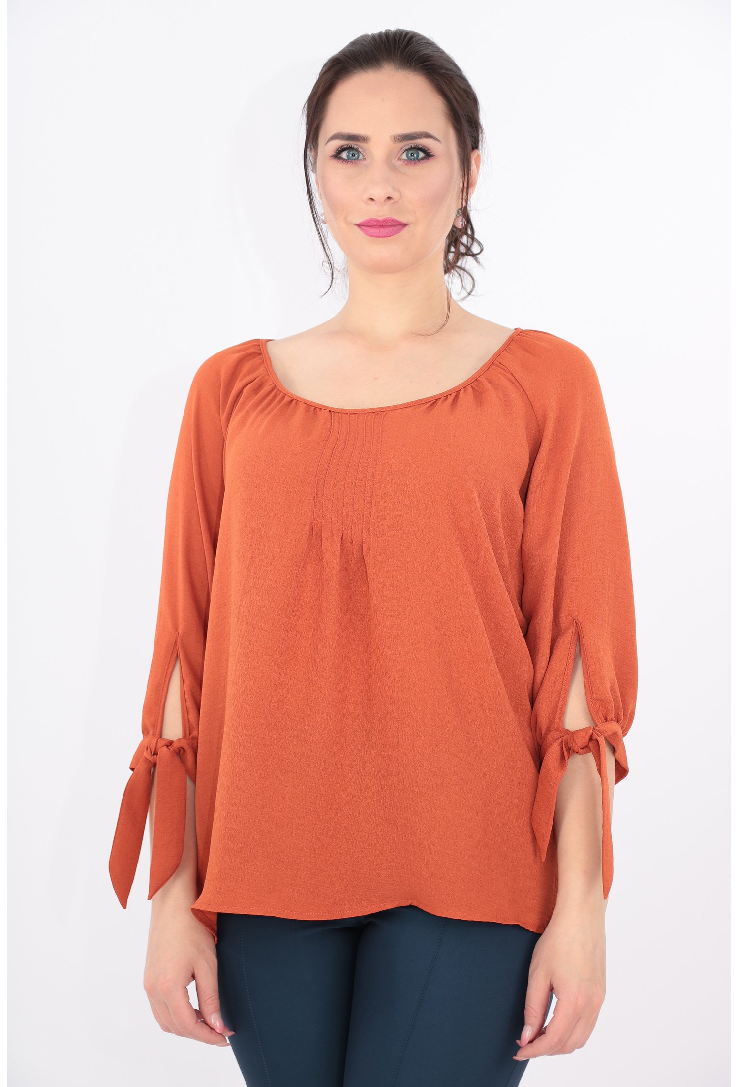 Bluza caramizie din vascoza