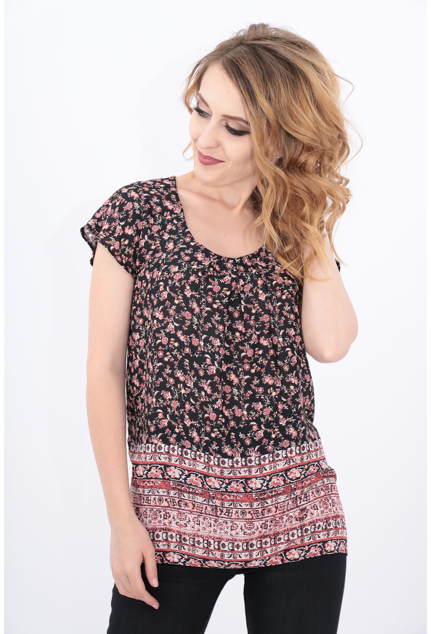 Bluza din matase cu print bordurat