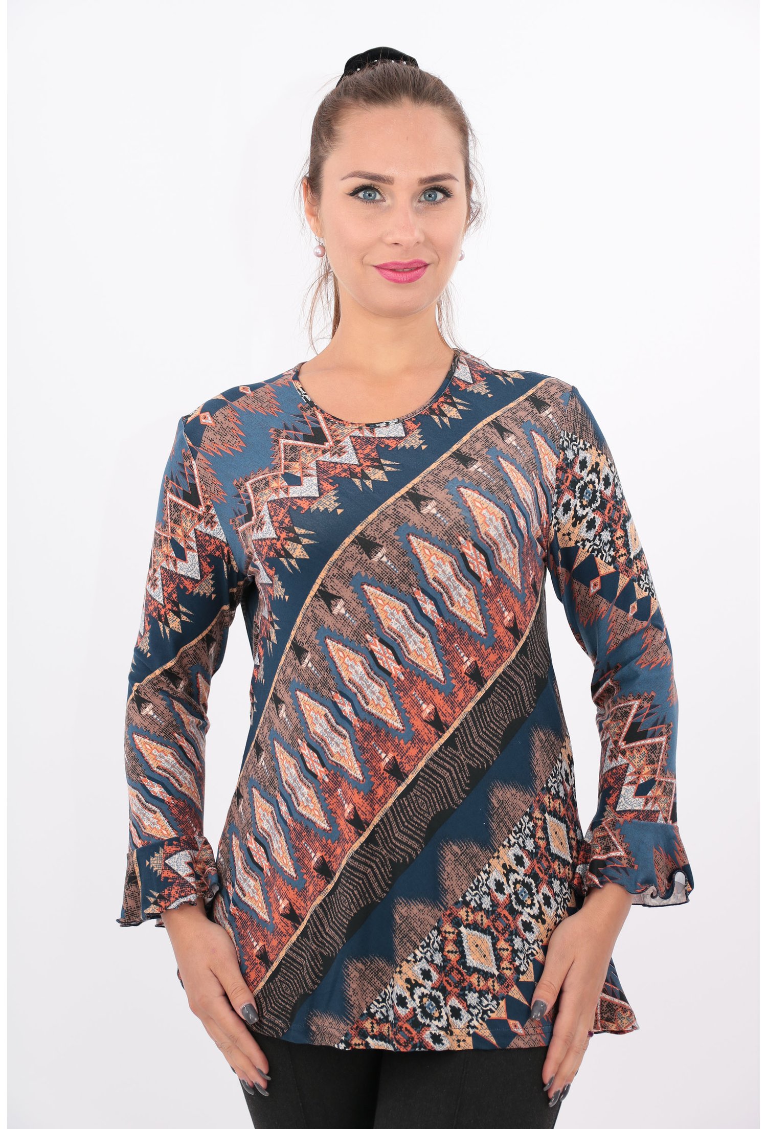 Bluza din tricot cu imprimeu albastru