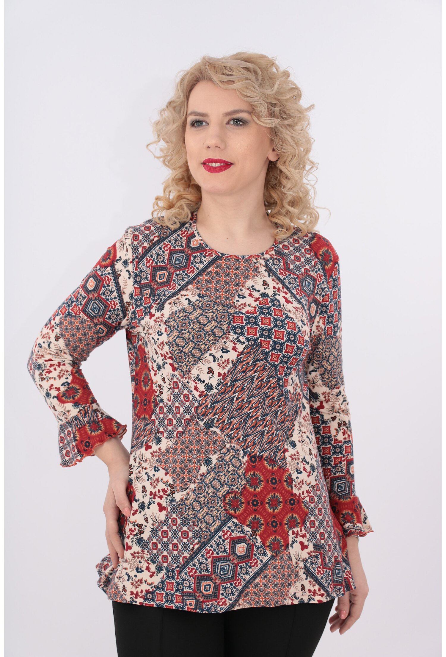 Bluza din tricot cu print rosu