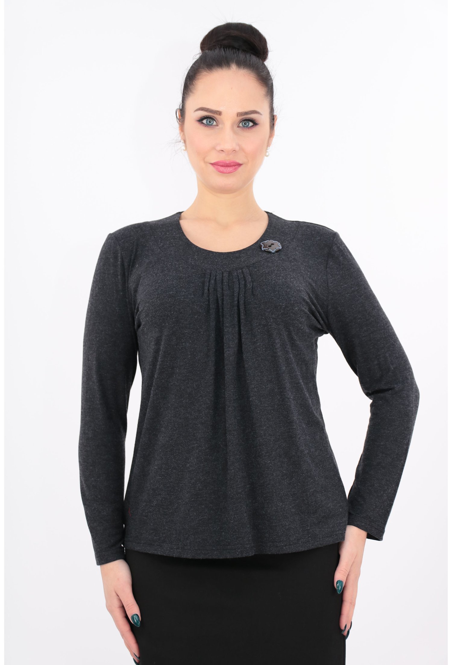 Bluza din tricot gri cu pliuri