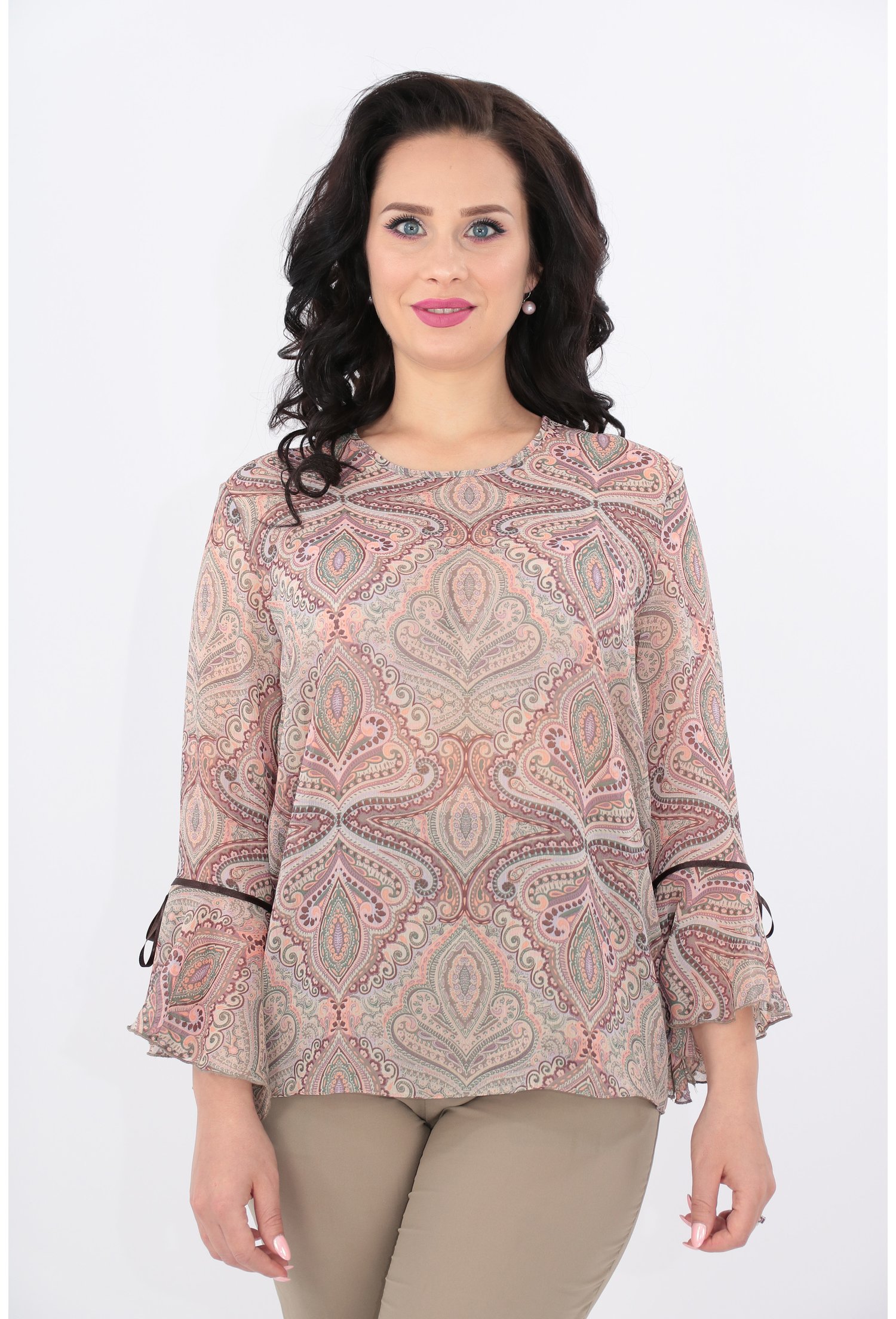Bluza din voal roz pudra