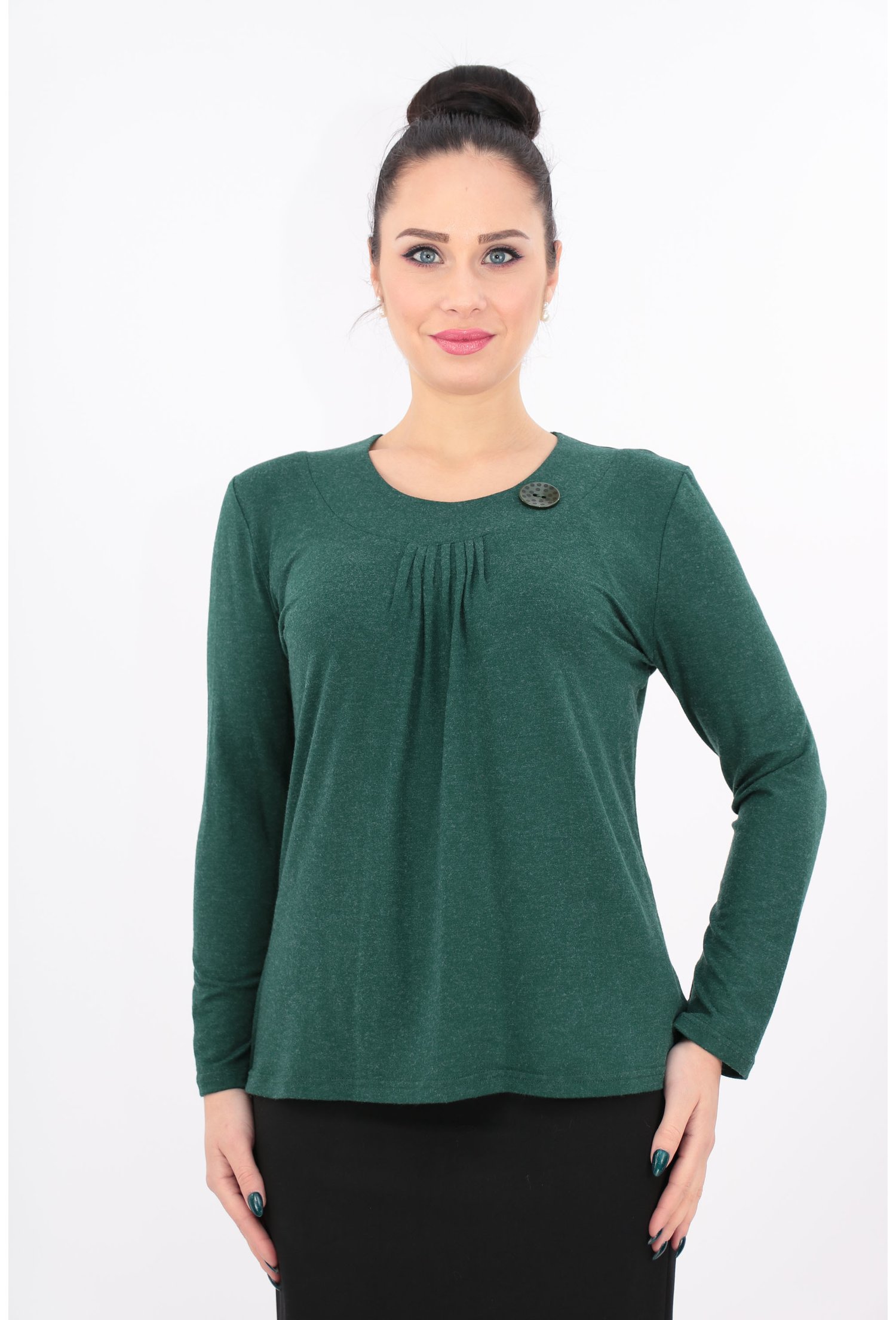 Bluza verde din tricot cu pliuri