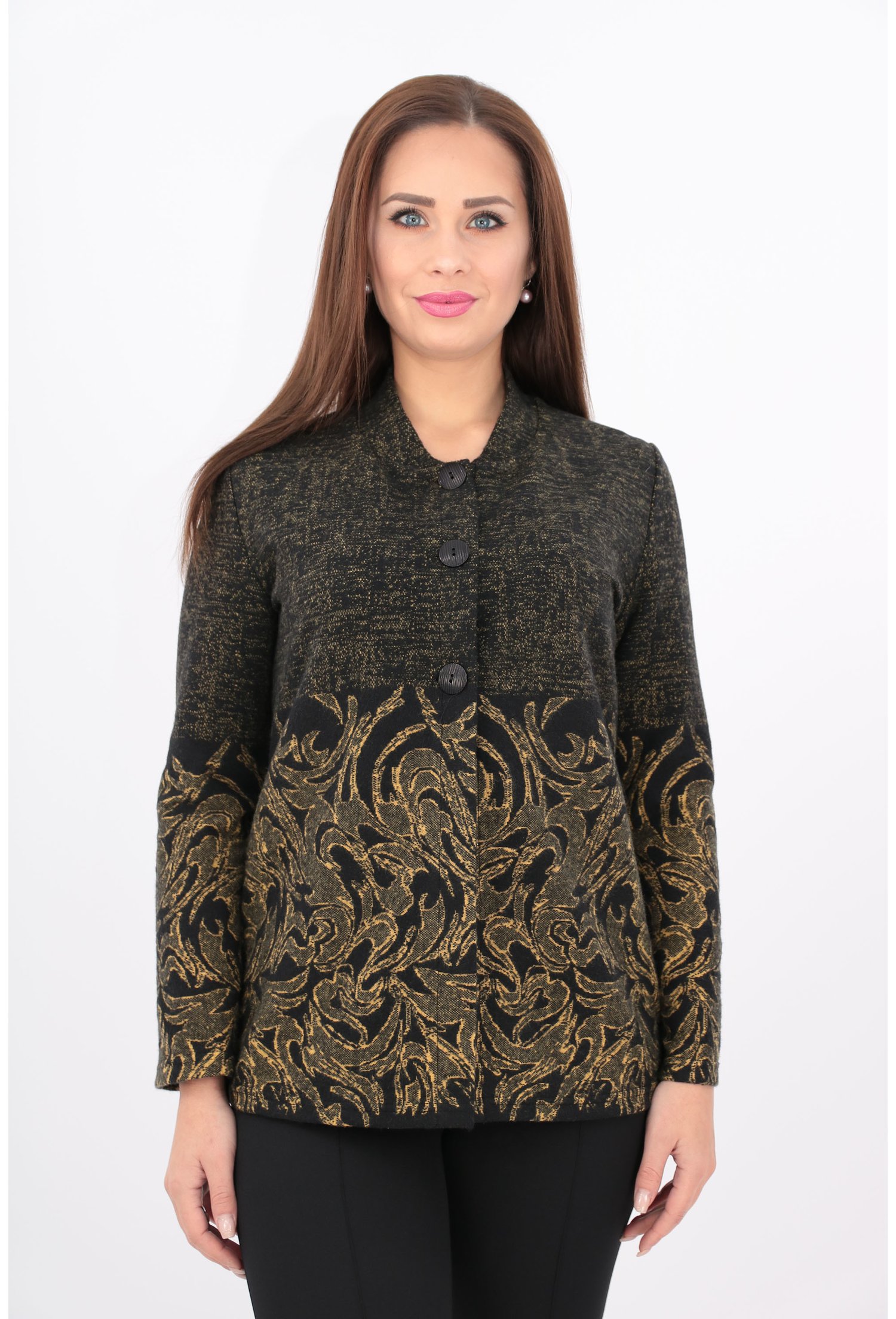 Cardigan negru cu galben cu bordura