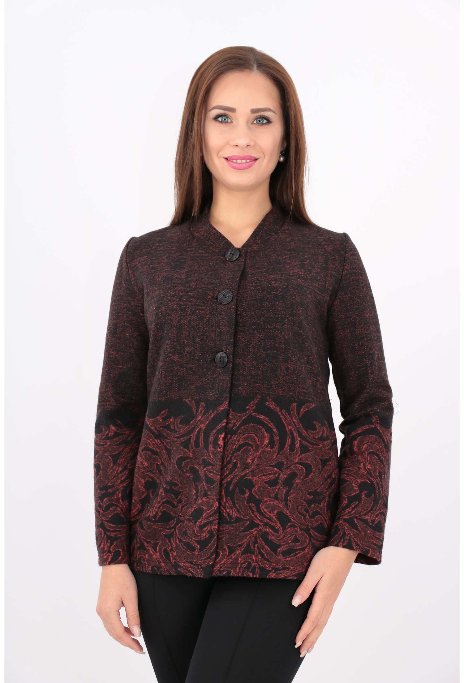 Cardigan negru cu rosu cu bordura