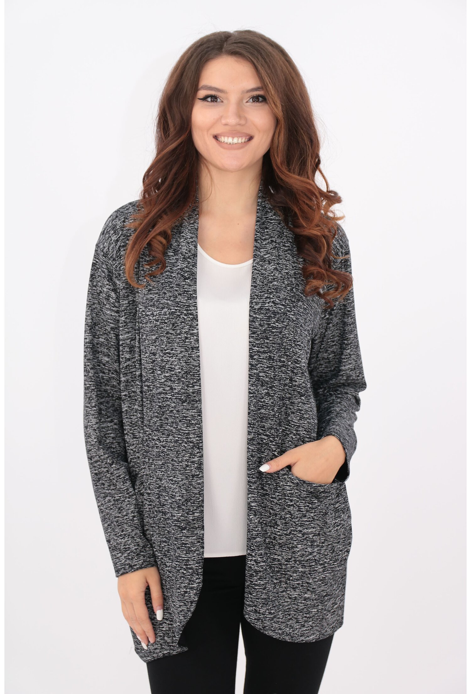 Cardigan negru-gri din vascoza