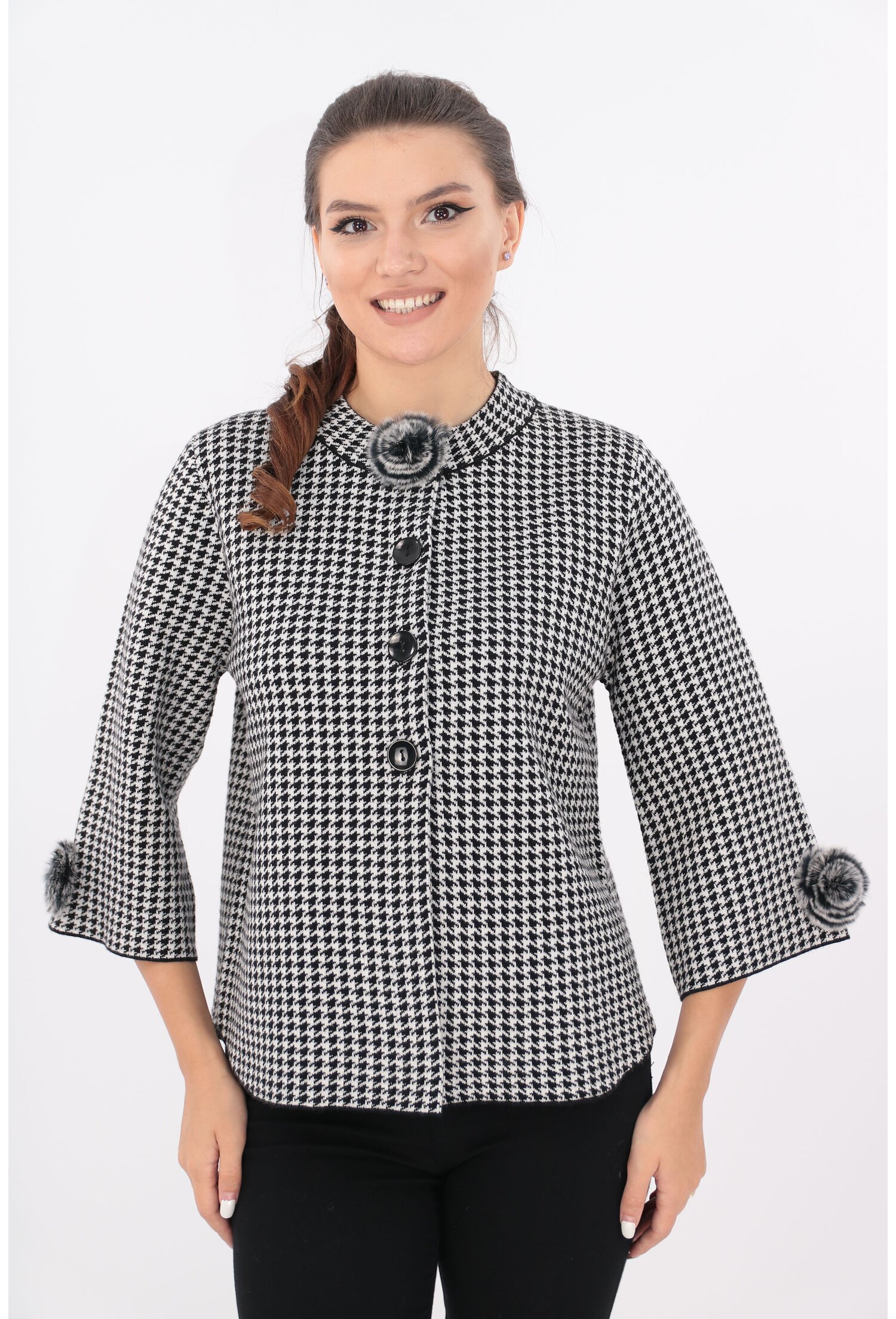 Cardigan tricotat negru tip piciorus cocos