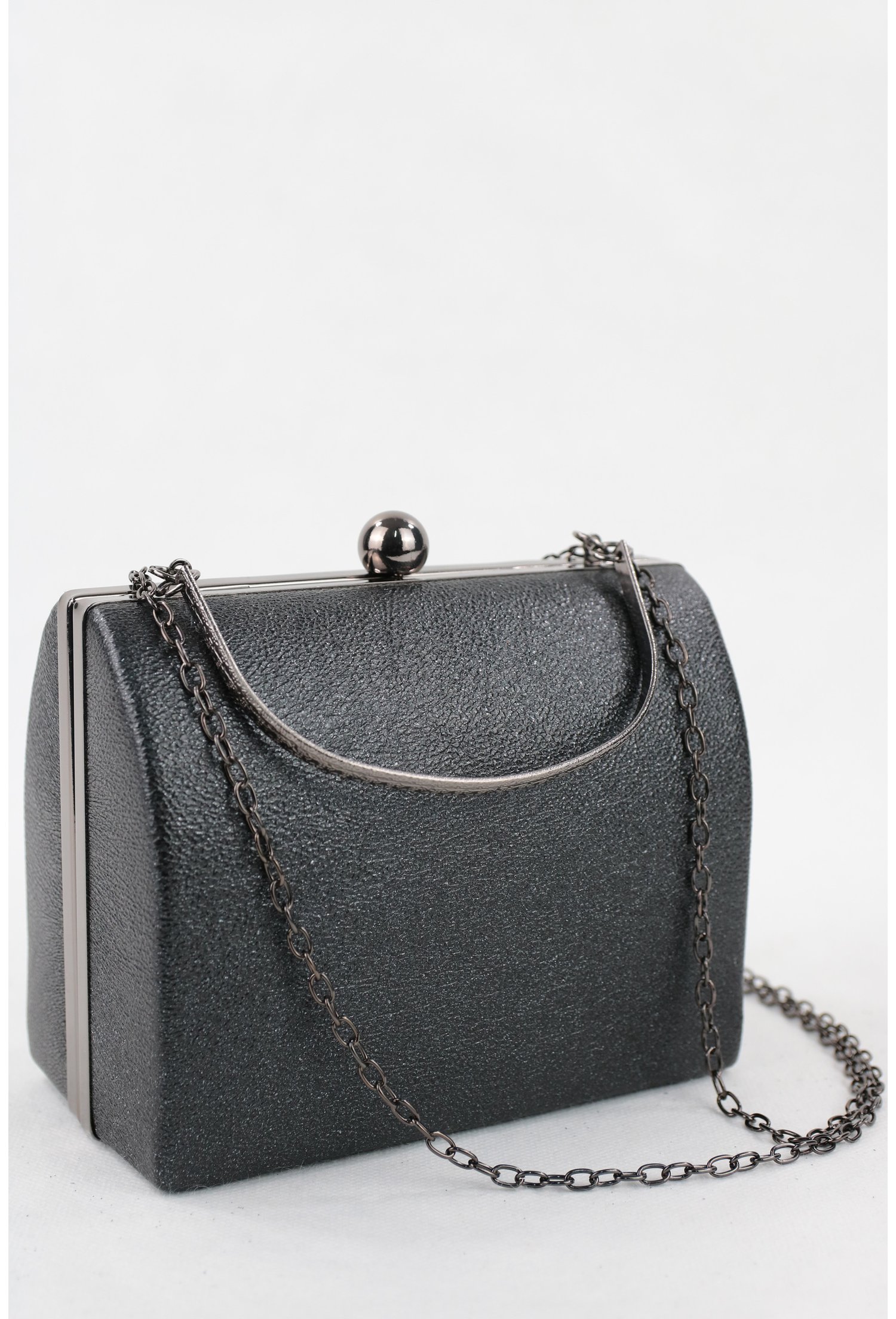 Clutch antracit din piele ecologica sidefata