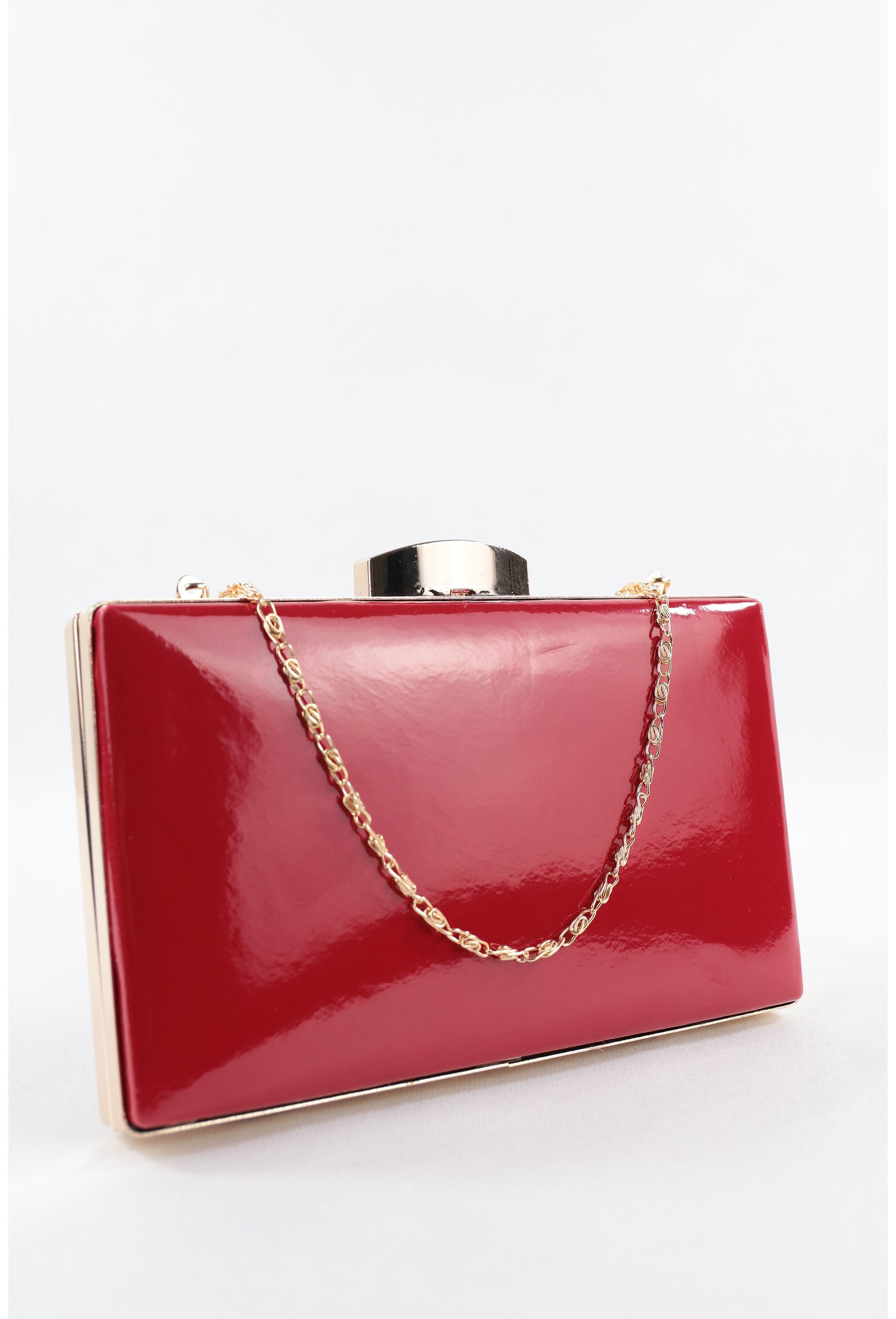 Clutch rosu din piele ecologica lacuita