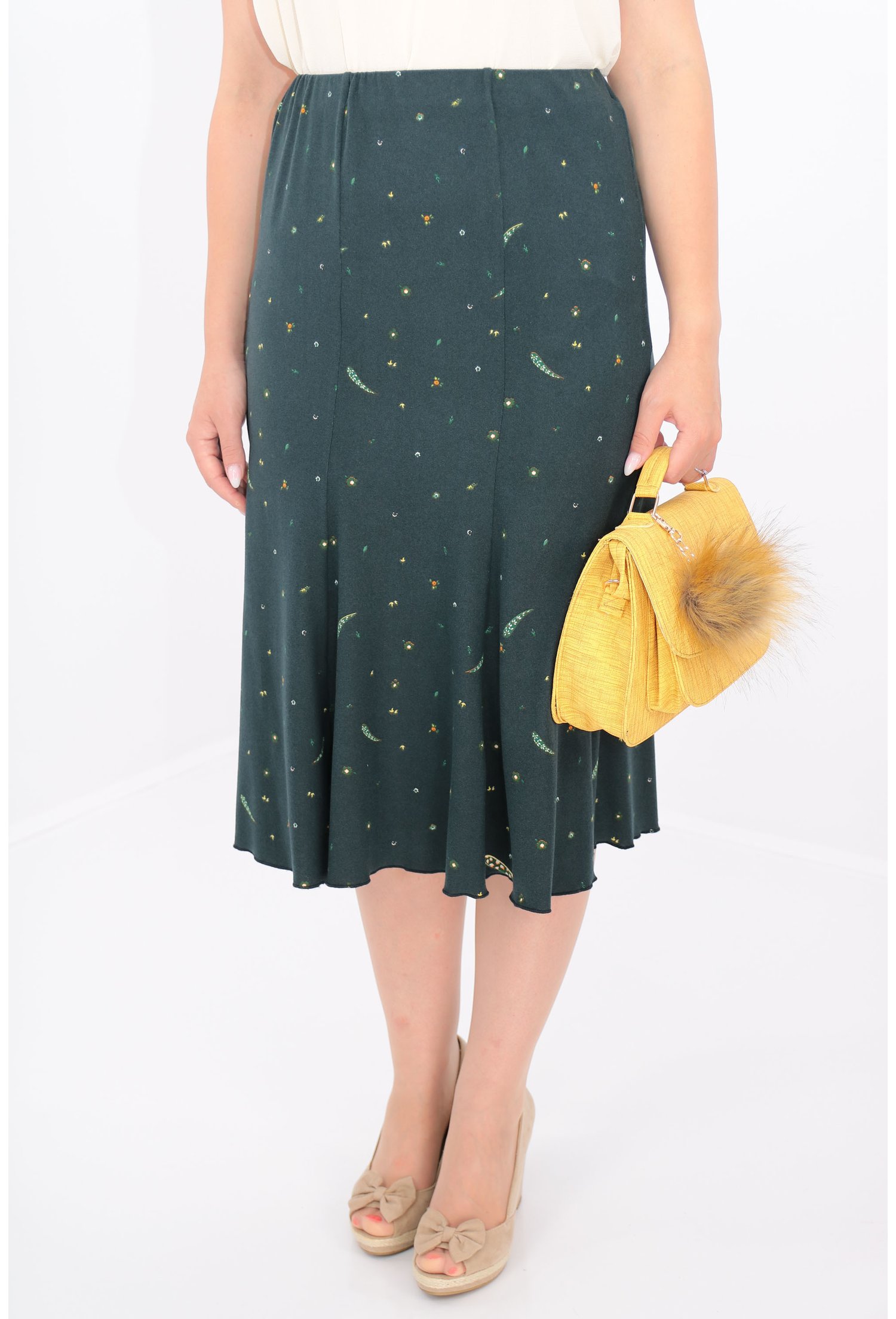 Fusta verde din tricot