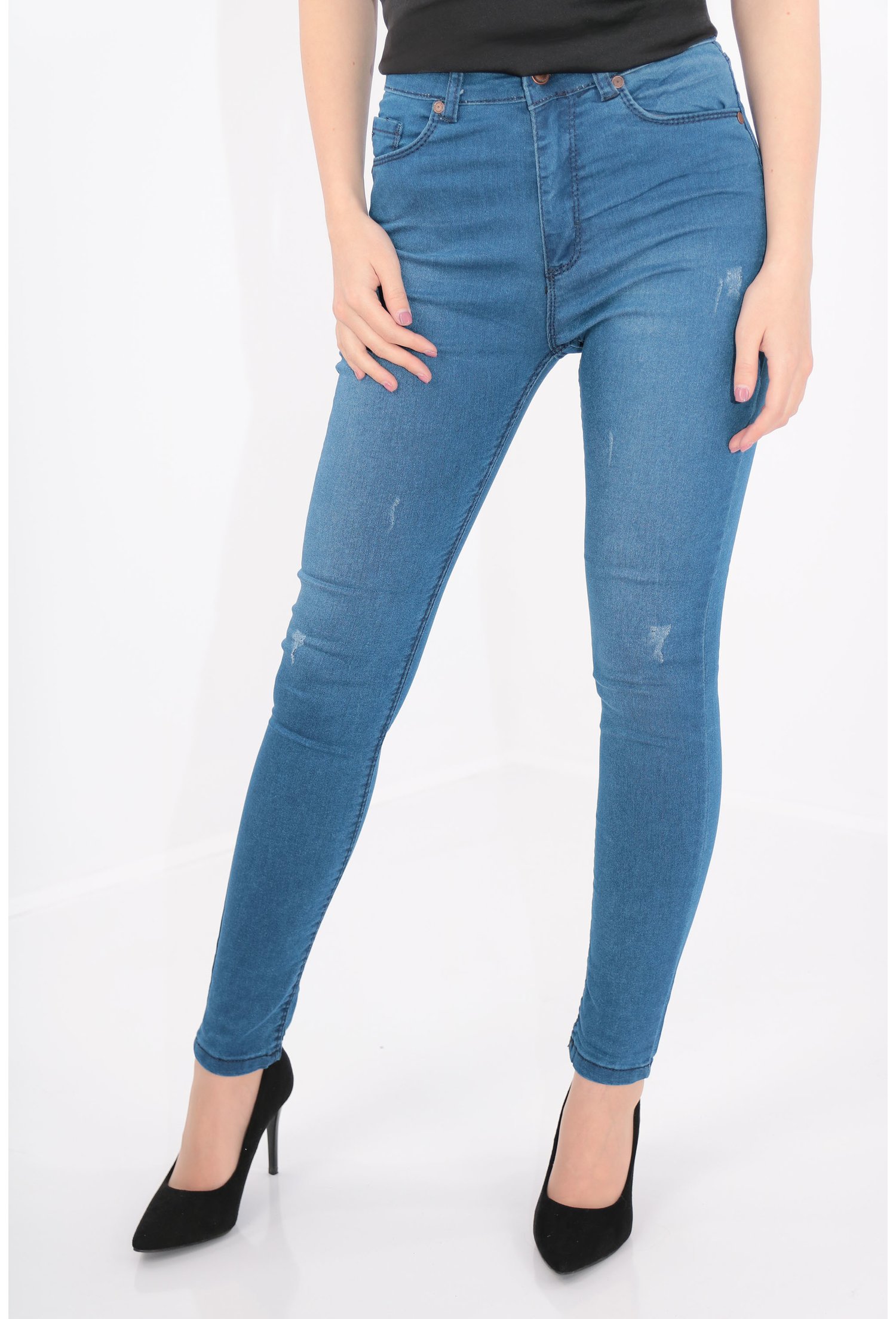 Jeans skinny fit cu rosaturi decorative