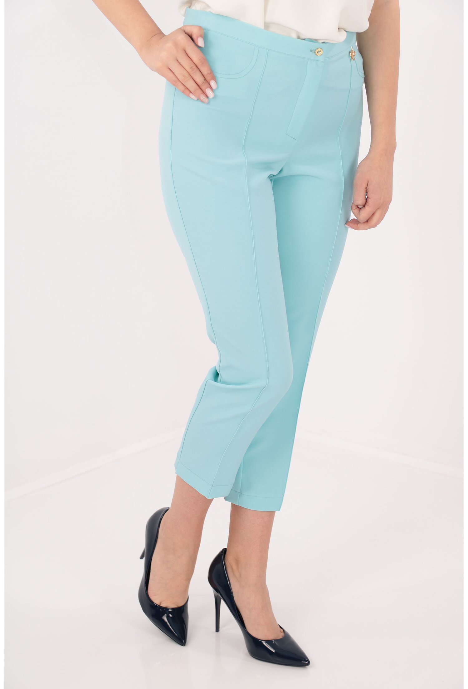 Pantaloni conici 7/8 bleu