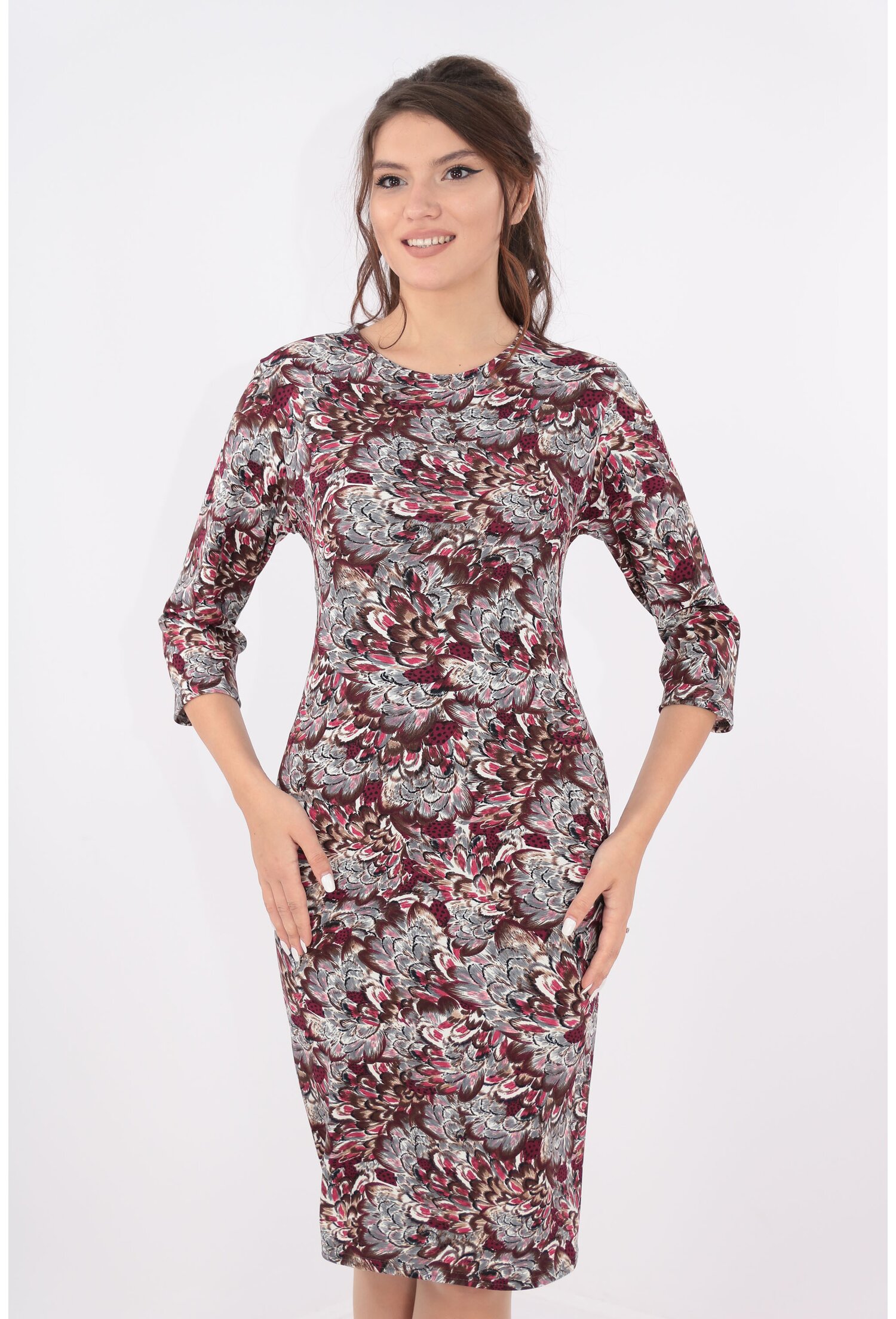 Rochie bordo cu imprimeu floral