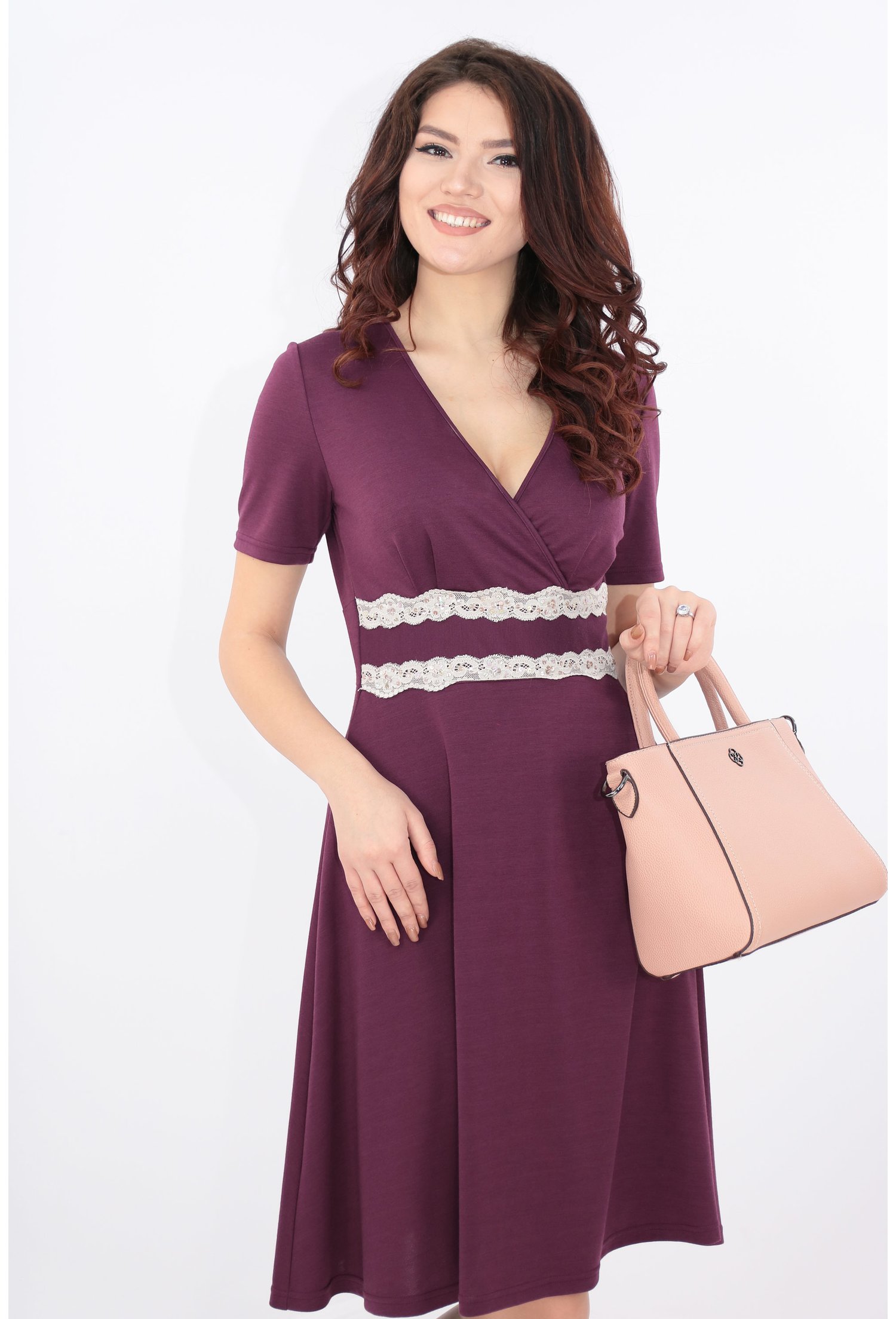 Rochie clos mov din jerse subtire